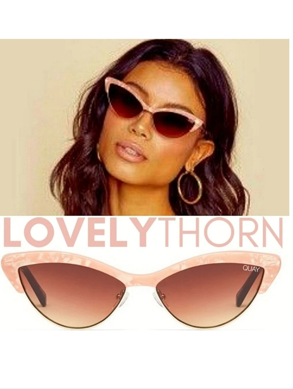 Quay Australia Lovely Thorn Pink Cat Eye Sunglasses